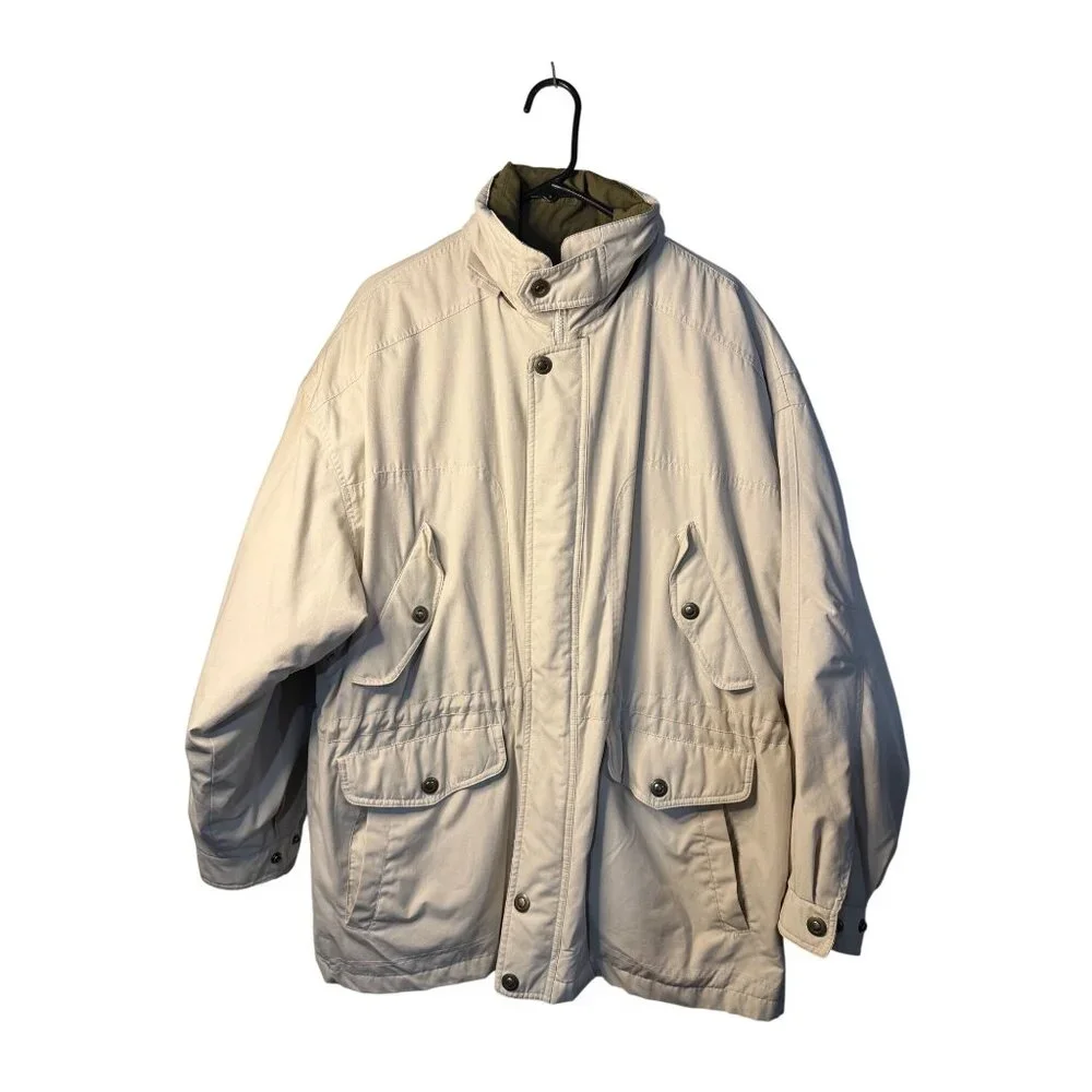 VTG Towne London Fog Mens Large Jacket Brown Chore Coat Collared Utility Outdoor